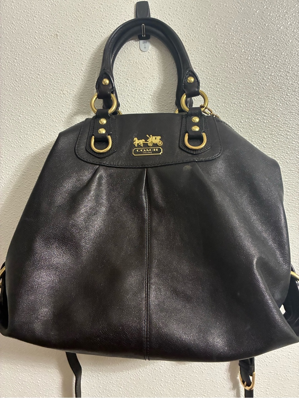 Coach Madison Sabrina Black Leather Satchel with Gold Hardware